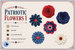 Patriotic Flowers 1 PNG Paper Flowers Product Image 2