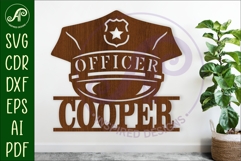 Police hat personalized name sign laser cut Product Image 1