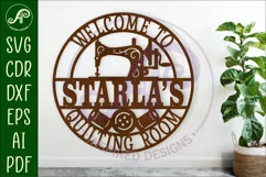 Welcome to Quilting room name wall art sign, SVG file Product Image 1