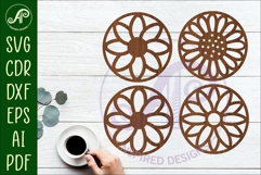 Floral Coasters, laser cut out flower coaster d5 Product Image 1