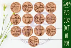 Cowgirl Baby monthly milestone discs SVG laser engraved Product Image 1