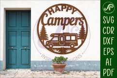 Happy Campers Campervan wall sign, camper home decor Product Image 1