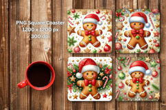 square coaster - christmas gingerbread man Product Image 1