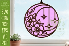 Floral Moon Suncatcher SVG | celestial Window Hanger Laser Product Image 1