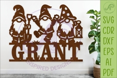 Gnome Family Garden Name Sign SVG, Gardening Gnomes Wall Art Product Image 1