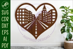 City scene heart wall sign, SVG file. Product Image 1