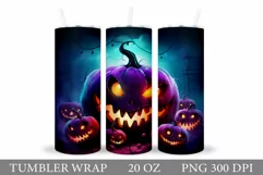 Halloween Tumbler Sublimation. Scary Pumpkin Tumbler Product Image 1