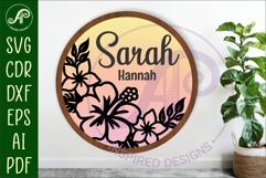 Tropical Flowers layered personalized name wall art sign Product Image 1