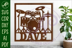 Drums name sign design for laser cutting or cards Product Image 1
