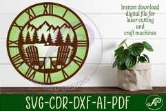 Adirondack chair mountains wall clock laser cut files Product Image 1