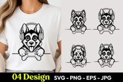 Husky Puppy Face SVG PNG Product Image 1