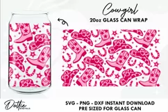 Cow Girl Libbey Glass Can Wrap SVG | 20oz Coffee Cup Product Image 1