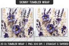 Flower Tumbler Wrap | 3D Sublimation | Skinny Tumbler Product Image 1
