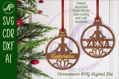 Yoga and lotus flower personalized Christmas Ornament SVG Product Image 1