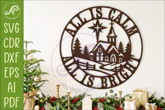 All Is Calm All Is Bright Christmas Church Wall Sign SVG Product Image 1