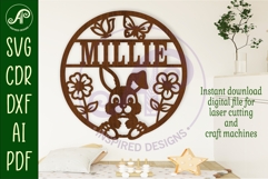 Cute Bunny themed name sign svg laser Product Image 1