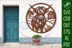 Highland cow farm scene wall sign, SVG file. Product Image 1