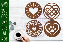 Heart Coasters, laser cut out Love heart designs d5 Product Image 1