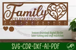 Family celebrations vine heart Calendar SVG laser cut file Product Image 1