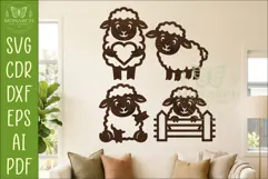 Cute Sheep Silhouettes SVG Farm Animal Laser Cut Files 2 Product Image 1