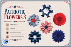 Patriotic Flowers 3PNG Paper Flowers Product Image 2