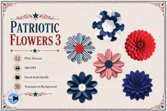 Patriotic Flowers 3PNG Paper Flowers Product Image 2