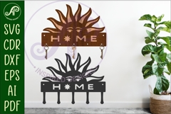Sun Home Key Holder SVG Laser Cut File Entryway Hooks Product Image 1