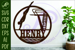 High Dive male name sign design for laser cutting Product Image 1