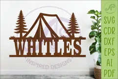 Camping Family Name Sign SVG, Tent Name Sign Laser Cut Product Image 1