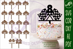 Checkered flag number cake toppers, 18 tops Product Image 1