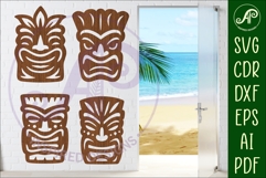 Tiki head Silhouette laser cut outs 1 Product Image 1