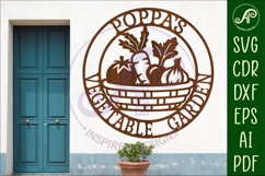 Poppa's Vegetable Garden Sign SVG, Laser Cut Vegetable Gar Product Image 1