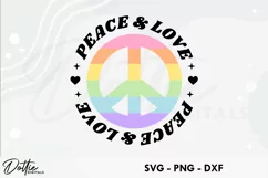 Peace And Love Symbol SVG DXF PNG LGBTQ Rainbow Colors Product Image 1