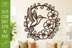 Hummingbird Floral Wreath SVG, Elegant Bird Wall Art Laser Product Image 1