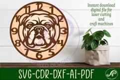 English bulldog dog wall clock laser cut files, SVG Product Image 1