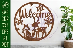 Welcome winter animal wall sign svg laser cut file Product Image 1
