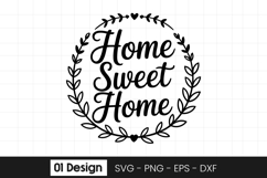 Home Sweet Home Quote Wreath SVG PNG Product Image 1