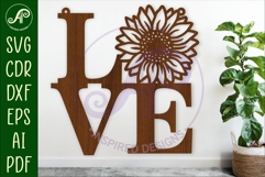 Love word with sunflower wall art sign, SVG file. vector Product Image 1