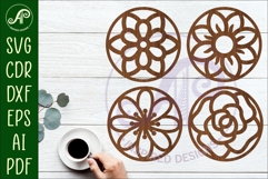 Floral Coasters, laser cut out flower coaster d4 Product Image 1