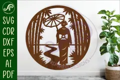 Japanese Bamboo Wall Art SVG | Geisha Garden Laser Cut File Product Image 1