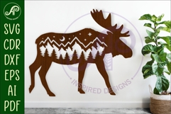 Moose forest scene wall art sign, SVG file. vector Product Image 1