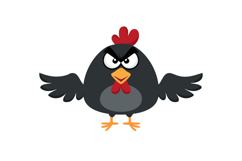 angry black chicken cartoon character illustration Product Image 1
