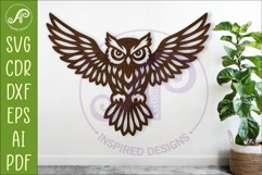 Flying Owl wall art sign, SVG file for laser cutting Product Image 1