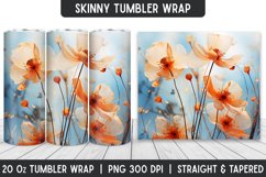 Flower Tumbler Wrap | 3D Sublimation | Skinny Tumbler Product Image 1