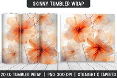 Flower Tumbler Wrap | 3D Sublimation | Skinny Tumbler Product Image 1