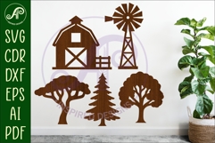 Farm silhouette laser cut outs SVG file Product Image 1