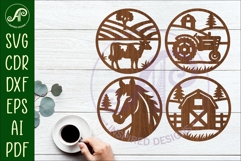Farming Coasters, laser cut out Farmhouse designs 2 Product Image 1