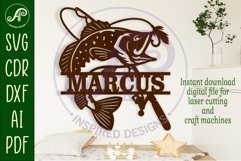 Bass fish name sign svg laser cut file Product Image 1