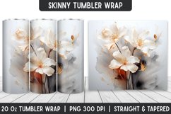 Flower Tumbler Wrap | 3D Sublimation | Skinny Tumbler Product Image 1