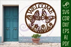 Welcome butterfly wall sign, SVG file. vector sign Product Image 1